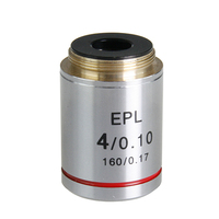 Euromex E-plan EPL 4x/0.10 objektív. 0.17 mm fedőlemez korrekcióval. Munkatávolság= 15.2 mm