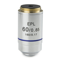 Euromex E-plan EPL S60x/0.85 objektív. 0.17 mm fedőlemez korrekcióval. Munkatávolság= 0.19 mm